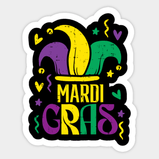 Mardi Gras Jester Hat Outfit Carnival Sticker